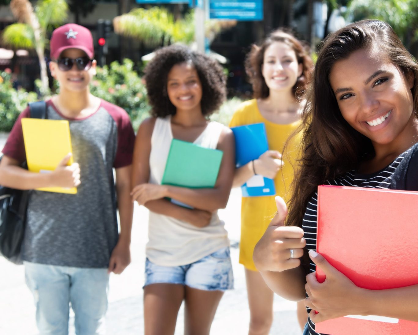Group of diverse students near Angelo State University, located close to Pearl on the Concho Hotel in San Angelo, TX.