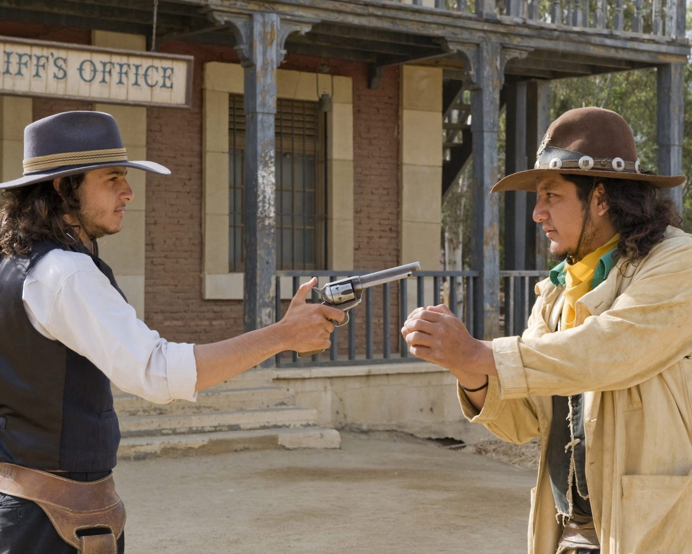Actors in Wild West showdown at Billie Creek Village near Rockville, Indiana